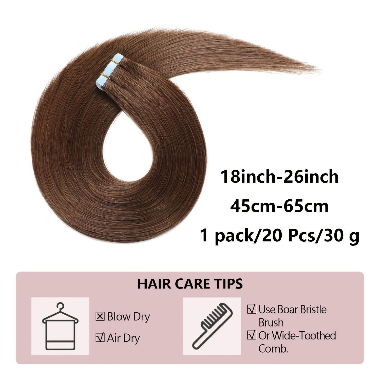 18inch-26inch Tape In Hair Extensions Human Hair 20pcs/Pack Remy Straight Invisible Tape Adhensive Hair Extensions Suitable For All People